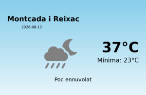 AEMET: El temps per a Montcada i Reixac – 13 de Agost de 2026